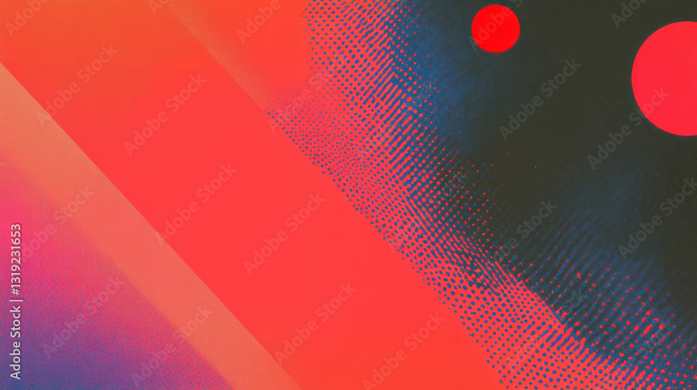 Poster vibrant abstract design with red and orange patterns for modern aesthetic