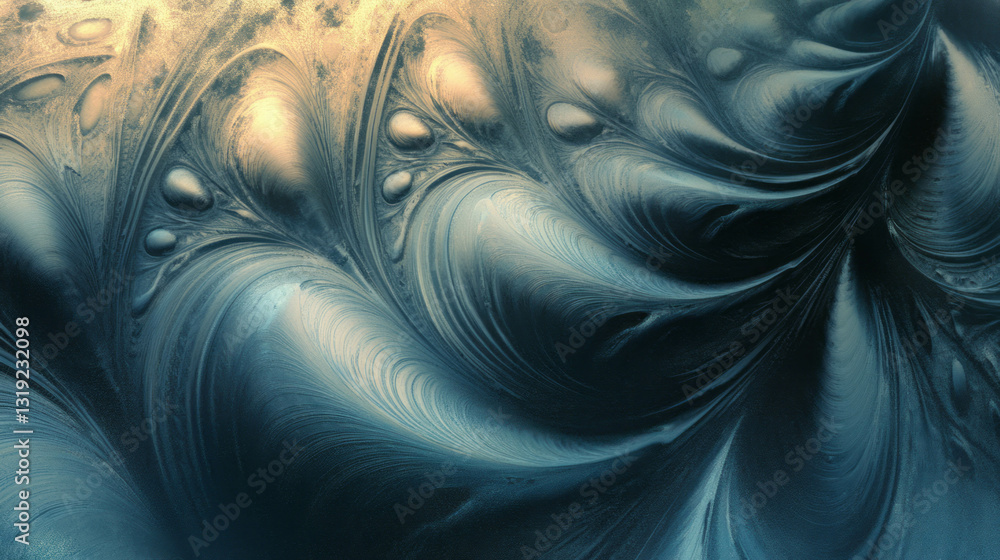 Poster dramatic elegant texture with abstract chaos pattern in blue and gold
