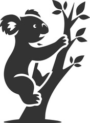 Fototapeta premium Koala climbing a tree with one arm reaching up animal vector