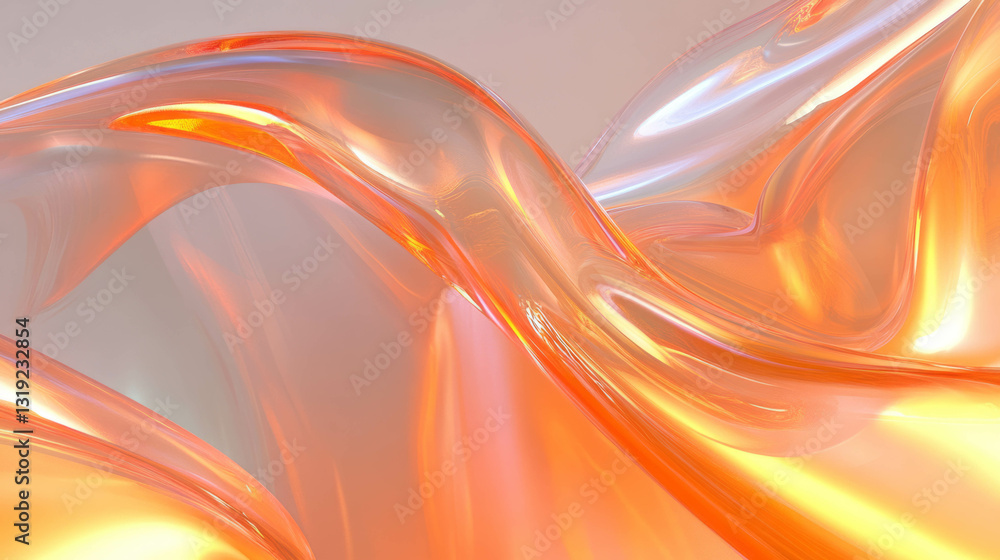 Poster ethereal chaos in abstract orange waves background for creative design