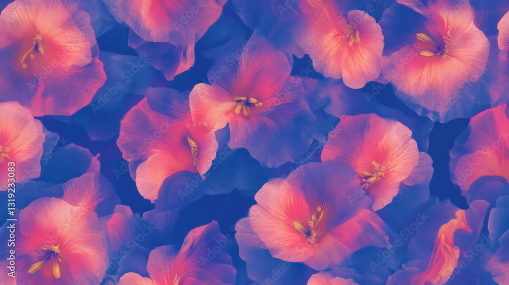 Poster vibrant floral fabric pattern with chaos and elegance for design projects