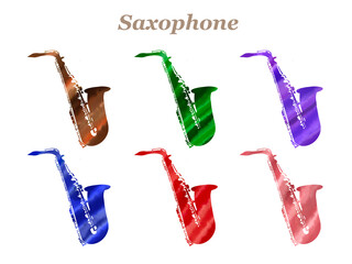 カラフルなサクソフォンのアイコンセット