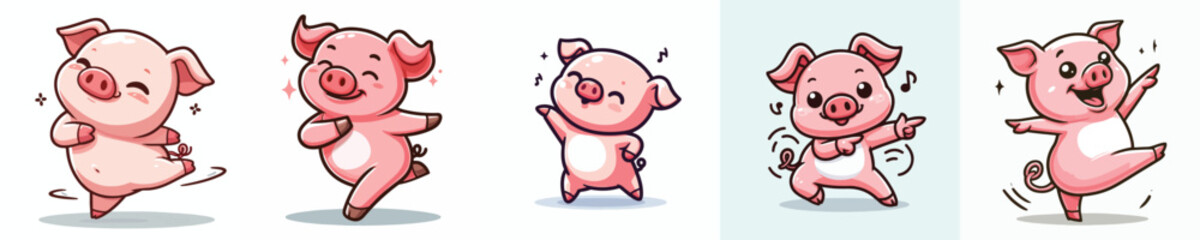 cute pig vector set