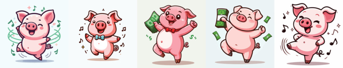 cute pig vector set