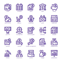 Budget Management Icon pack for your website, mobile, presentation, and logo design. Budget Management Icon line basic color design. Vector graphics illustration and editable stroke.