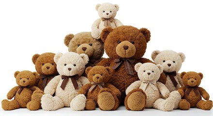 Teddy bears on a white background