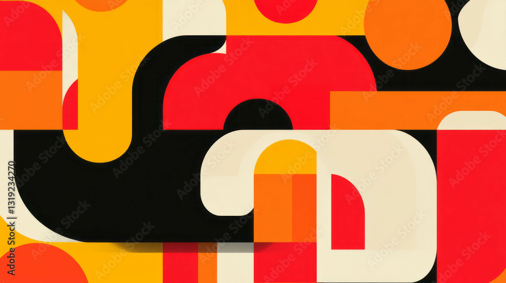 Poster colorful geometric abstract art design with chaotic patterns