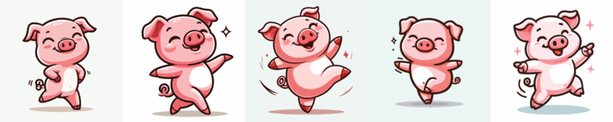 cute pig vector set