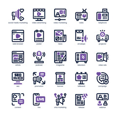 Digital Campaign Icon pack for your website, mobile, presentation, and logo design. Digital Campaign Icon dual tone design. Vector graphics illustration and editable stroke.