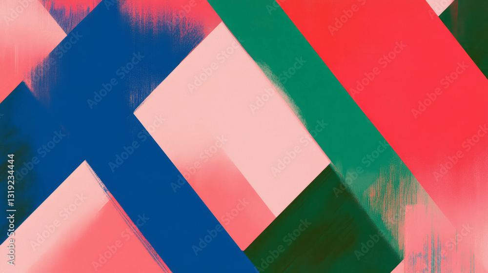 Poster Geometric chaos with elegant patterns in bold colors for modern design