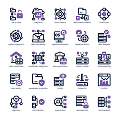 Data Integration Icon pack for your website, mobile, presentation, and logo design. Data Integration Icon dual tone design. Vector graphics illustration and editable stroke.