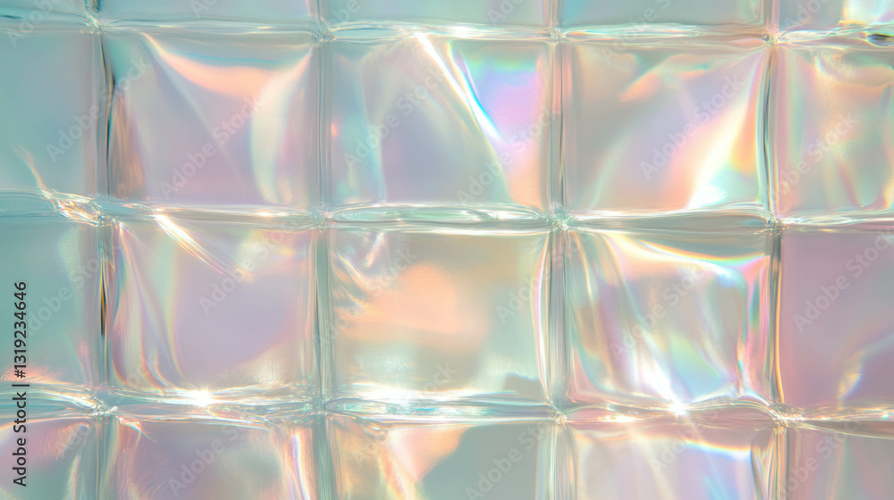 Poster abstract glass art background with iridescent chaos for modern design projects