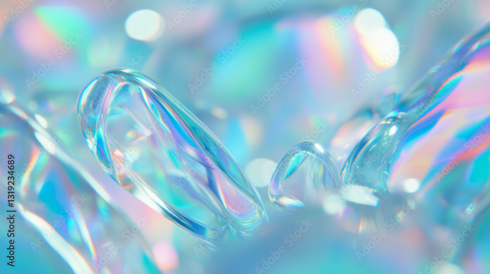 Poster abstract glass elegance with iridescent patterns and chaotic light refractions