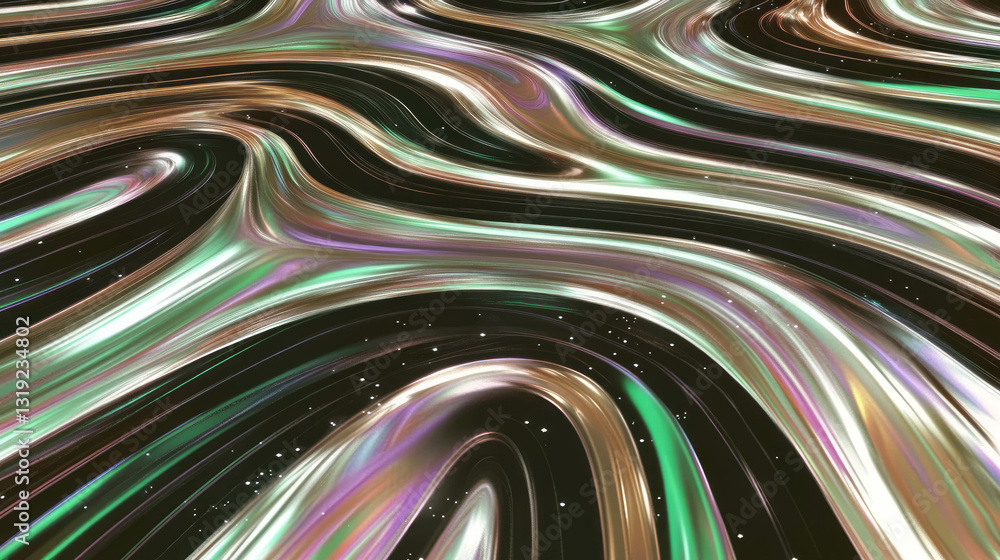 Aufkleber Abstract glossy waves with elegant textures and chaotic patterns for modern design