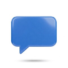 3D Simple Blue Message Box Icon, Shiny Blue Chat Box Icon on White Background