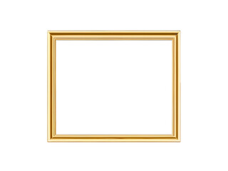 Square golden photo frame isolated on transparent background