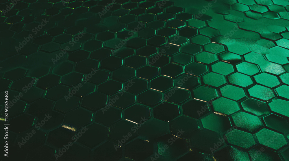 Poster luxurious green and black leather with hexagon pattern for modern design