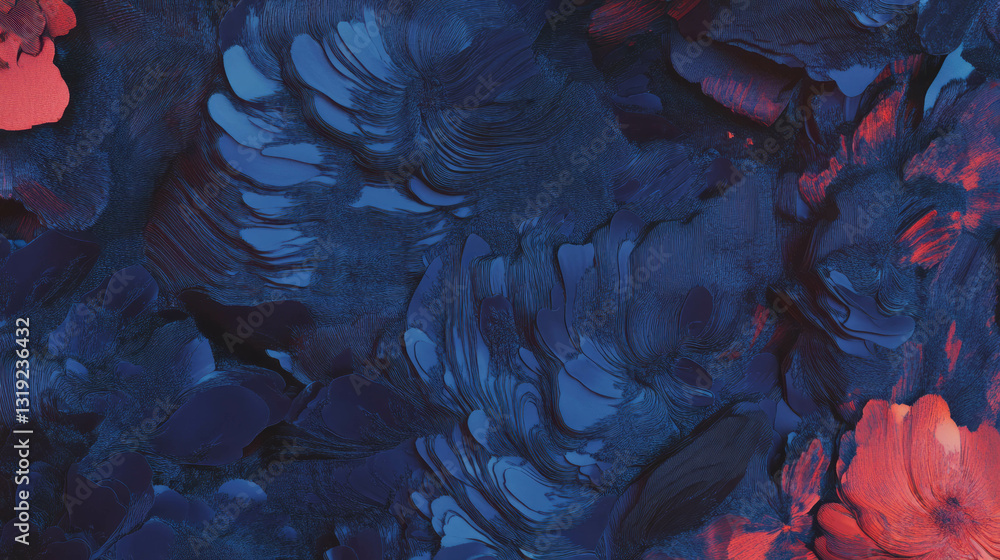 Aufkleber Intricate blue and red overlay texture with abstract patterns