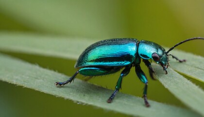 Naklejka premium Macro Shot of Beetle Antennae Structure: Metallic-Green Exoskeleton & Sensory Organs
