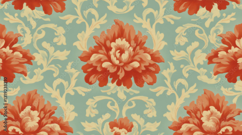 Poster muted elegant floral pattern with chaos motif for textile design