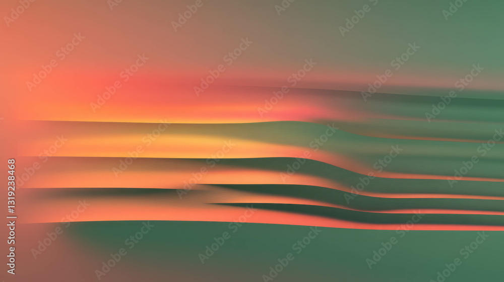 Poster Vibrant ombre abstract background with chaotic wave patterns for creative design