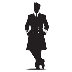 Legendary Ship Captain silhouette, mastering the vast open seas - Ship Captain illustration - Minimalist Ship Captain vector - Profession silhouette
