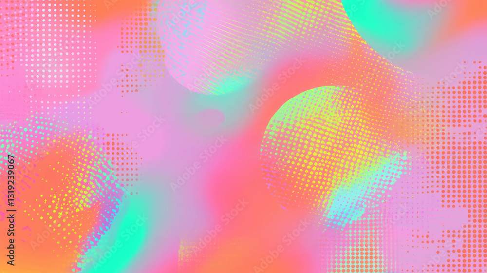 Poster Colorful polka dotted abstract background with dynamic patterns for creative design
