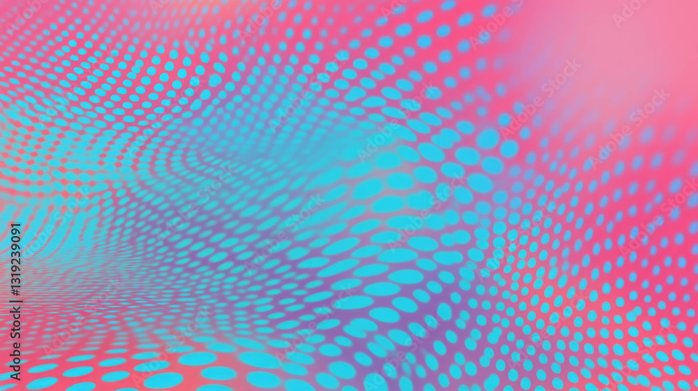 Poster Vibrant polka-dotted abstract background with dynamic color waves