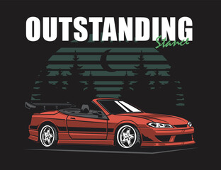 90s automotive vector design and nature background for tees illustration