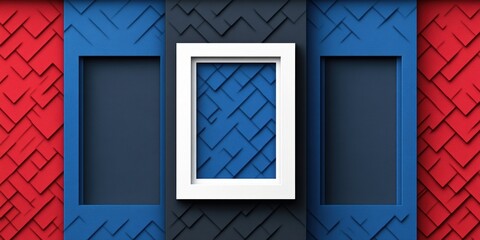Abstract Geometric Pattern with Red, Blue and White Frames