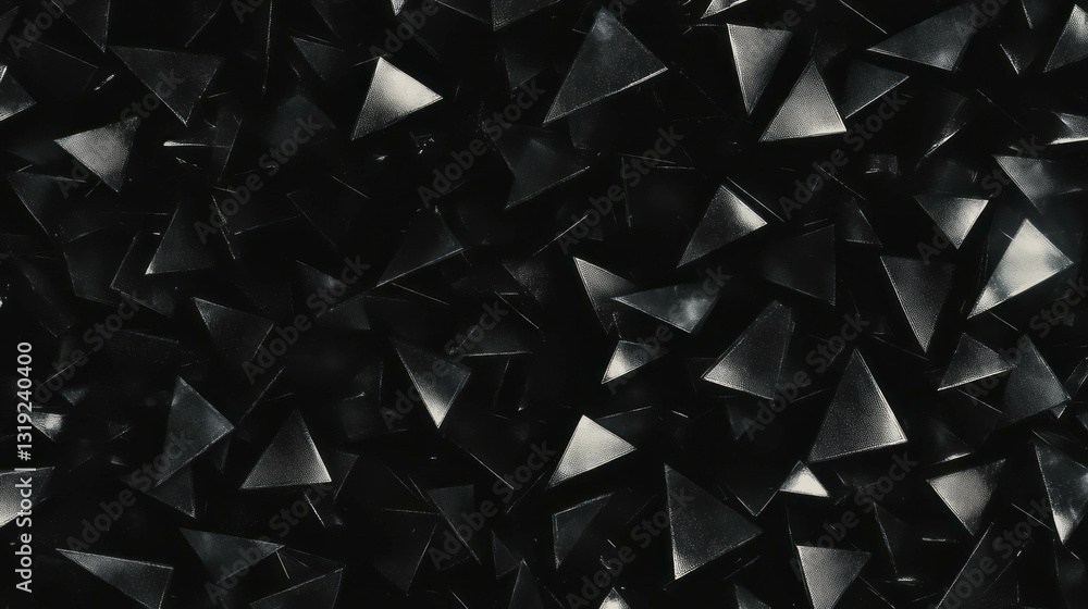 Poster abstract geometric texture of scattered white triangles on dark background