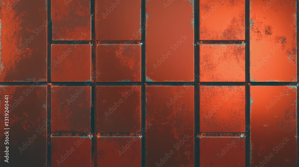 Poster Sci-fi archaic crate texture with rusty tiled design for backgrounds