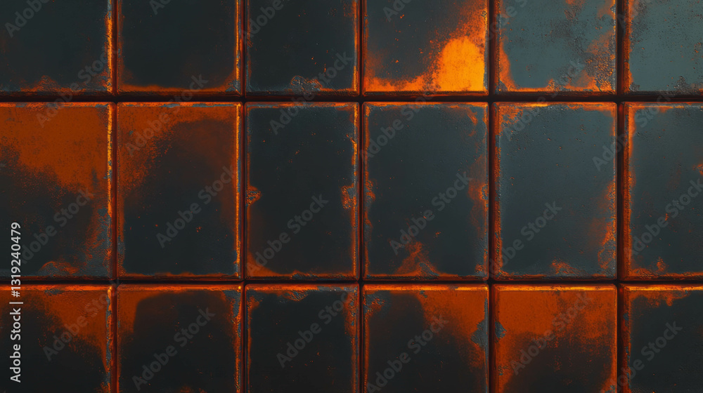 Poster retro industrial sci-fi crate texture with rusty tiles for vintage design projects