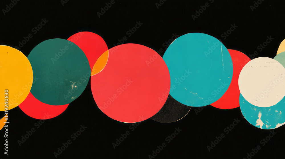 Poster Retro abstract background with colorful overlapping circles design