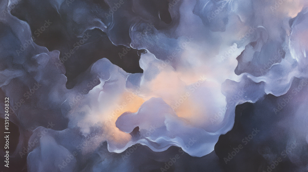 Poster ethereal watercolor abstract with flowing chaos for creative design