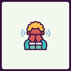 Cartoon Communication Icon: Conceptual Illustration of Telepathy Connection