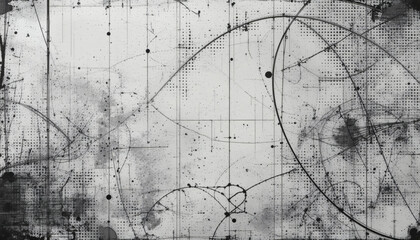 Obraz premium Distorted halftone print effect with faded ink, scratches, and grunge smudges.png