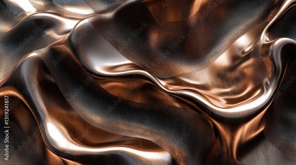Poster abstract metallic drape with brown and bronze hues digital 3d rendering of luxurious fabric texture