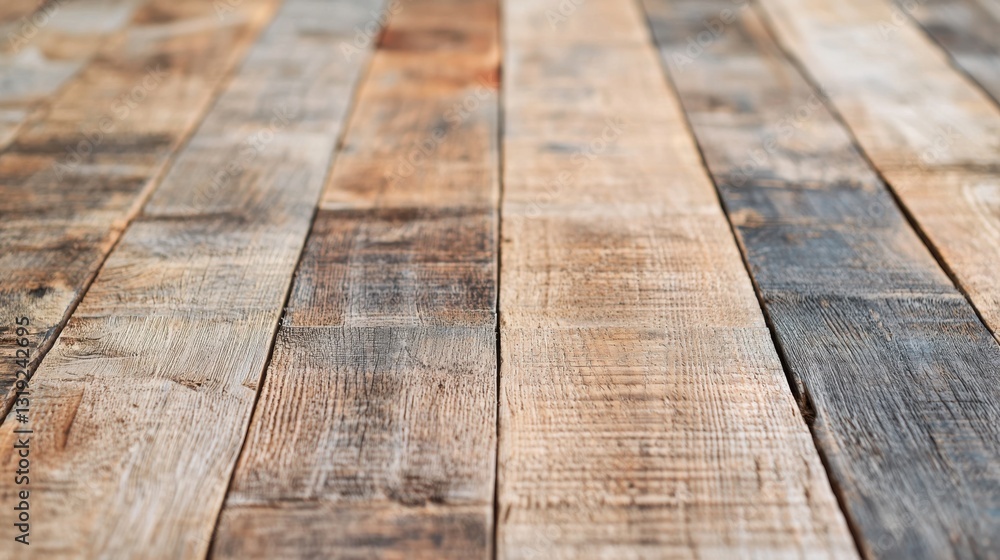 Poster a close-up view of textured wooden planks arranged in a rustic pattern, showcasing natural colors an