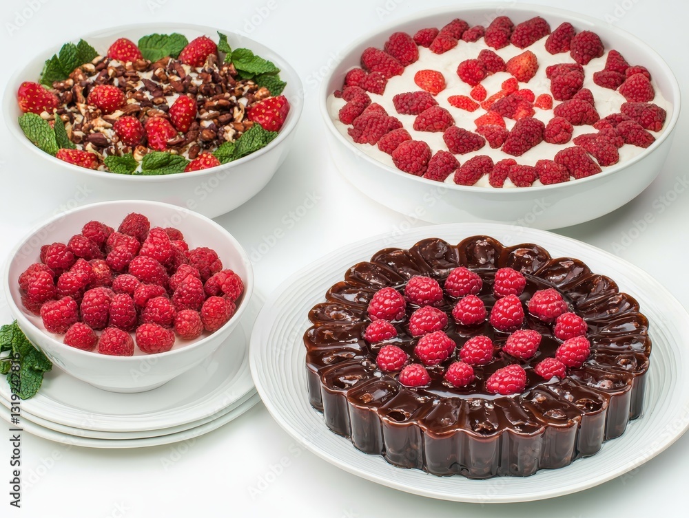 Poster assortment of delicious dessert options arranged neatly on a table with copy space for additional te