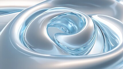 Abstract swirling light blue and white liquid glossy texture background image