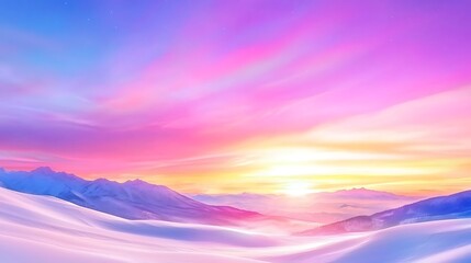 Spectacular Aurora Borealis Over a Frozen Tundra Landscape with Snowy Mountains Under a Pink and Blue Sky at Twilight
