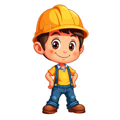 Cheerful engineer character posing confidently, colorful vector art
