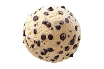 Chocolate chip ice cream scoop isolated for sweet dessert designs
