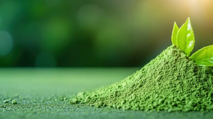 Nature's green powder close-up organic substance fresh environment macro view health benefits