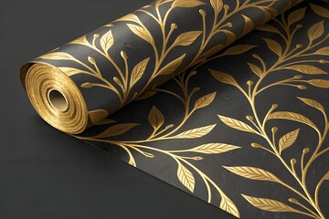 Gold Leaf Pattern on Dark Background