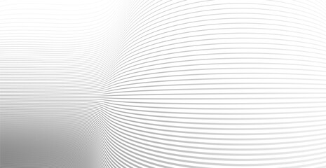 Linear abstract background, vector design 3D lines in perspective, curve and wave lines in motion, smooth and soft backdrop.