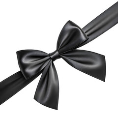 A satin silk ribbon fashioned into a bow, presented as a transparent PNG image