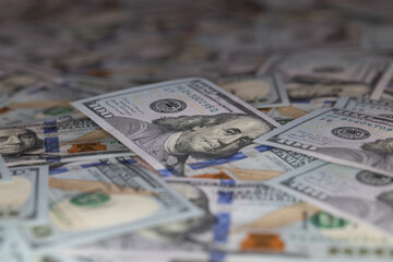 US 100 dollar banknotes background