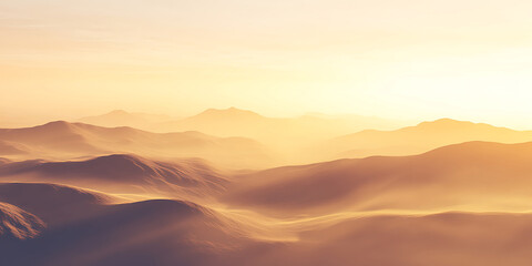 Obraz premium Dreamy Misty Valley at Sunrise with Soft Golden Light for Tranquility and Nature Beauty